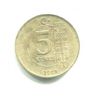 Монета 2009  5 курушей, Турецкая Республика
