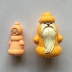 Ёлочная игрушка   Дед Мороз и Снегурочка миниатюры колкий пластик