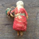 Ватная елочная игрушка   девочка в фартуке и сумочкой