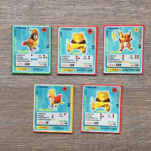 Вкладыш от жевательной резинки   карточки Pokemon, Покемон, 5 шт.
