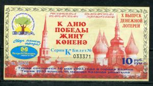 Лотерейный билет 2003  Казань, Татарстан ВЕРА. 24 тираж, лотерея