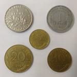 Набор монет   Франции 5 шт. Цена за все