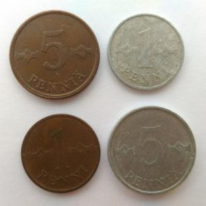 Набор монет   Финляндии 4 шт. Цена за все
