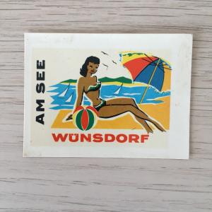 Наклейки   ГДР, с девушкой на пляже, AM SEE WUNSDORF