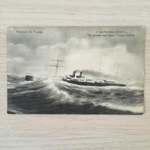 Почтовая карточка до 1917   ARMAND-BEHIC, Par grosse mer dans lOcean Indien