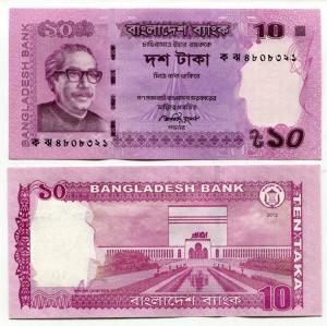 Банкнота иностранная 2012  Бангладеш, 10 така