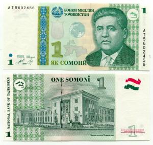 Банкнота иностранная 1999  Таджикистан, 1 сомони